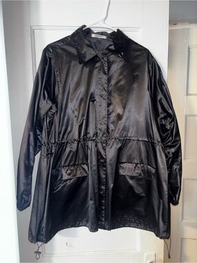 DKNYC Black Satin Drawstring Waist Jacket